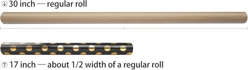 LDGOOAEL Mini Short Small Wrapping Paper Roll - Reversible Design (17" X 32.8 Feet) - Black Gold Foil Dots for Holiday, Christmas, Birthday, Wedding, Baby Shower in Saudi Arabia
