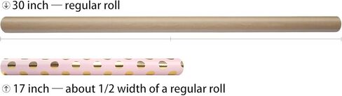 LDGOOAEL لفافة ورق تغليف صغيرة قصيرة - تصميم ذو وجهين (17 بوصة × 120 بوصة) - نقاط من رقائق الذهب على اللون الوردي الصغير للعطلات، والكريسماس، وأعياد الميلاد، والزفاف، وحفلات استقبال الطفل in Kuwait