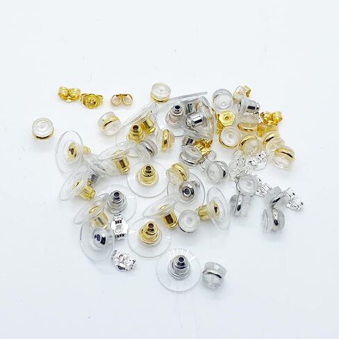 60Pcs Earring Backs with Pad by KoberrLi, Soft Silicone Earring Backs Stopper for Stud Ear Rings, Heavy Earring(Silver and Gold) in Kuwait