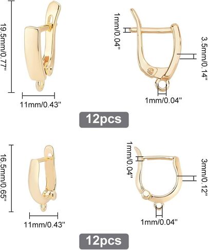 PH PandaHall 24Pcs 18K Gold Earring Hooks Leverback Brass Hoop Earrings 2 Style Gold Earring Hooks Hoop Earring Findings Earring Clasps for Jewelry Making DIY Supplies Findings in Saudi Arabia