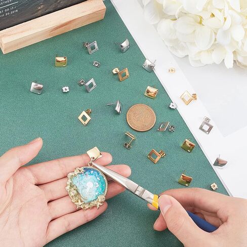 UNICRAFTALE 30pcs 3 Colors 304 Stainless Steel Earring Findings Flat Plate Oval Shape Earrings Silver Gold Rose Gold Color Ear Studs Metal Earrings for DIY Jewelry Making Pin 0.8mm in Kuwait