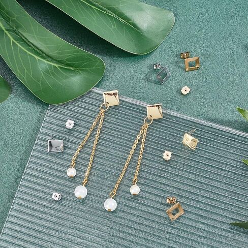 UNICRAFTALE 30pcs 3 Colors 304 Stainless Steel Earring Findings Flat Plate Oval Shape Earrings Silver Gold Rose Gold Color Ear Studs Metal Earrings for DIY Jewelry Making Pin 0.8mm in Kuwait