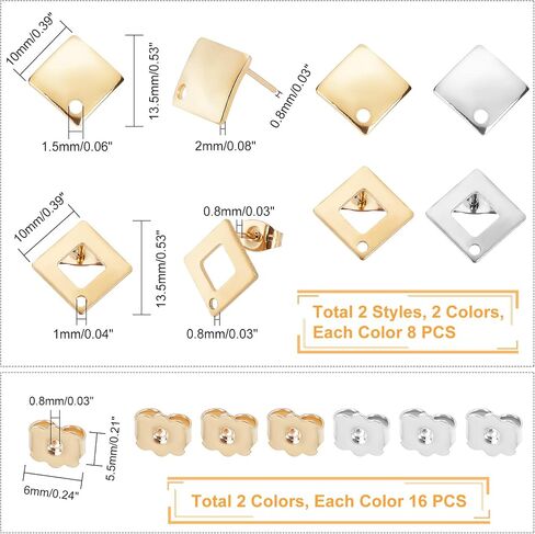 UNICRAFTALE 30pcs 3 Colors 304 Stainless Steel Earring Findings Flat Plate Oval Shape Earrings Silver Gold Rose Gold Color Ear Studs Metal Earrings for DIY Jewelry Making Pin 0.8mm in Kuwait
