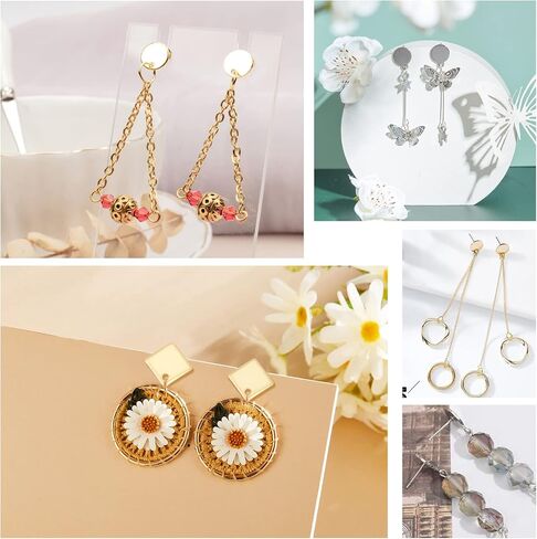 UNICRAFTALE 30pcs 3 Colors 304 Stainless Steel Earring Findings Flat Plate Oval Shape Earrings Silver Gold Rose Gold Color Ear Studs Metal Earrings for DIY Jewelry Making Pin 0.8mm in Kuwait