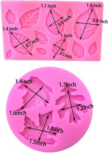 Set of 4 Assorted Leaf Fondant Silicone Mold,LQQDD Leaf Candy Mold for Cake Decoration, Cupcake Topper,Sugarcraft,Polymer Clay, Soap Wax Making Crafting Projects in Kuwait