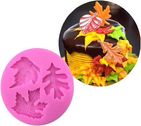 Set of 4 Assorted Leaf Fondant Silicone Mold,LQQDD Leaf Candy Mold for Cake Decoration, Cupcake Topper,Sugarcraft,Polymer Clay, Soap Wax Making Crafting Projects in Kuwait