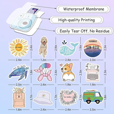 Cute Water Bottle Stickers 50PCS Aesthetic Kawaii Stickers VSCO Girl Waterproof Stickers for Laptop Car Phone Hydro Flask Trendy Stickers for Adults Teens in Kuwait