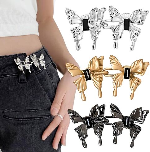 6 مجموعات من 6 قطع على شكل فراشة لشد الخصر والجينز والجينز بنمط قوطي قابل للتعديل بدون خياطة او ادوات شد زر الجينز للبناطيل والجينز والتنانير والاكمام in Kuwait