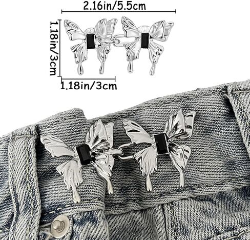 6 مجموعات من 6 قطع على شكل فراشة لشد الخصر والجينز والجينز بنمط قوطي قابل للتعديل بدون خياطة او ادوات شد زر الجينز للبناطيل والجينز والتنانير والاكمام in Kuwait