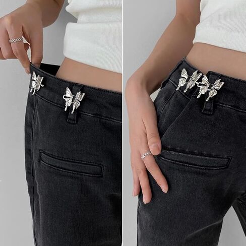 6 مجموعات من 6 قطع على شكل فراشة لشد الخصر والجينز والجينز بنمط قوطي قابل للتعديل بدون خياطة او ادوات شد زر الجينز للبناطيل والجينز والتنانير والاكمام in Kuwait
