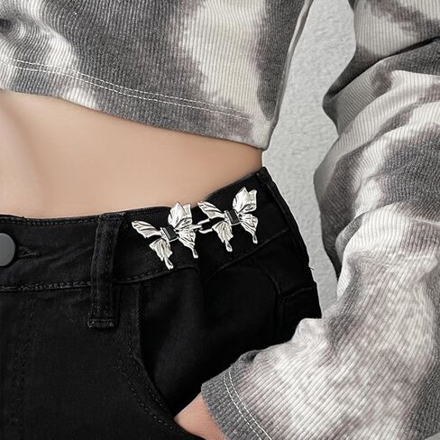 6 مجموعات من 6 قطع على شكل فراشة لشد الخصر والجينز والجينز بنمط قوطي قابل للتعديل بدون خياطة او ادوات شد زر الجينز للبناطيل والجينز والتنانير والاكمام in Kuwait