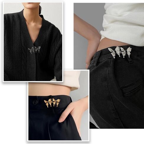 6 مجموعات من 6 قطع على شكل فراشة لشد الخصر والجينز والجينز بنمط قوطي قابل للتعديل بدون خياطة او ادوات شد زر الجينز للبناطيل والجينز والتنانير والاكمام in Kuwait