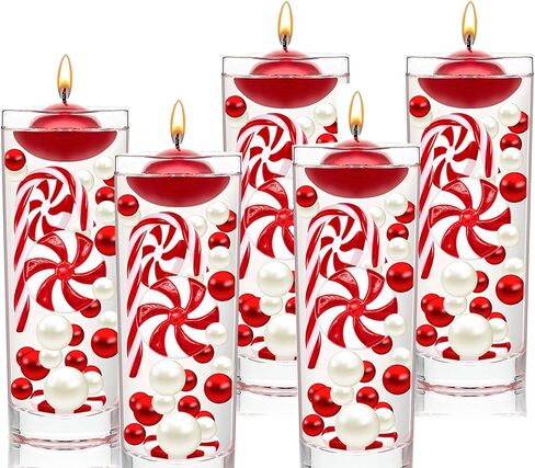 تو بي ات 10155 قطعة من خرز حشو مزهرية الكريسماس، قصب حلوى الكريسماس، حشو مزهريات الكريسماس، خرز لؤلؤي عائم لملء المزهريات لتزيين المنزل والطاولة والحفلات in Kuwait