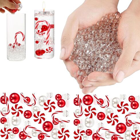 تو بي ات 10155 قطعة من خرز حشو مزهرية الكريسماس، قصب حلوى الكريسماس، حشو مزهريات الكريسماس، خرز لؤلؤي عائم لملء المزهريات لتزيين المنزل والطاولة والحفلات in Kuwait