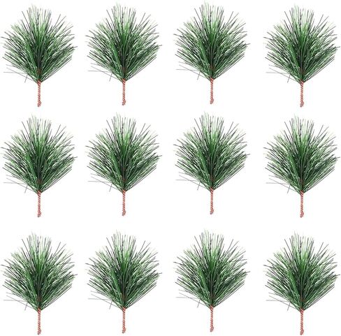 BESTOYARD 24Pcs Christmas Pine Needles Artificial Pine Branches Pine Twigs Stems Picks Green Plants Pine Needles for DIY Garland Wreath Christmas Embellishing Decoration 7X5CM in Saudi Arabia