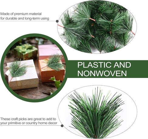 BESTOYARD 24Pcs Christmas Pine Needles Artificial Pine Branches Pine Twigs Stems Picks Green Plants Pine Needles for DIY Garland Wreath Christmas Embellishing Decoration 7X5CM in Saudi Arabia