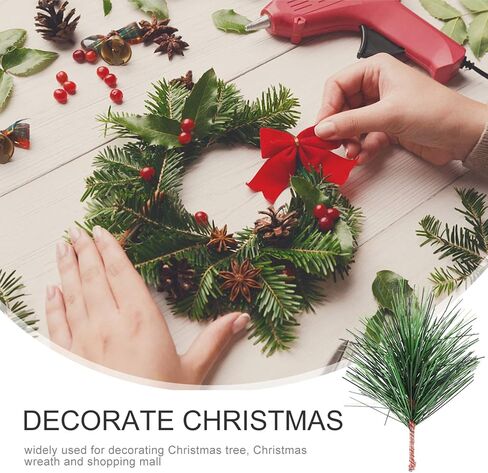 BESTOYARD 24Pcs Christmas Pine Needles Artificial Pine Branches Pine Twigs Stems Picks Green Plants Pine Needles for DIY Garland Wreath Christmas Embellishing Decoration 7X5CM in Saudi Arabia