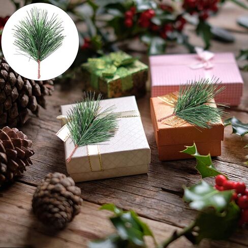 BESTOYARD 24Pcs Christmas Pine Needles Artificial Pine Branches Pine Twigs Stems Picks Green Plants Pine Needles for DIY Garland Wreath Christmas Embellishing Decoration 7X5CM in Saudi Arabia