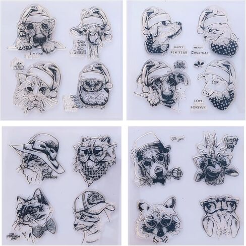 اي زد اس جي طوابع شفافة بتصميم حيوانات الكريسماس اللطيفة لصنع سجل القصاصات والبطاقات الزخرفية والالبوم الصور والحرف اليدوية من السيليكون، مستلزمات تزيين ممتعة in Kuwait