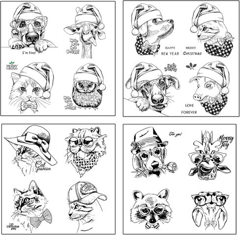 اي زد اس جي طوابع شفافة بتصميم حيوانات الكريسماس اللطيفة لصنع سجل القصاصات والبطاقات الزخرفية والالبوم الصور والحرف اليدوية من السيليكون، مستلزمات تزيين ممتعة in Kuwait