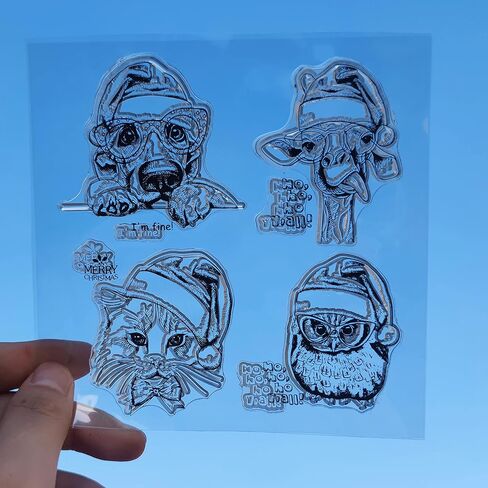 اي زد اس جي طوابع شفافة بتصميم حيوانات الكريسماس اللطيفة لصنع سجل القصاصات والبطاقات الزخرفية والالبوم الصور والحرف اليدوية من السيليكون، مستلزمات تزيين ممتعة in Kuwait