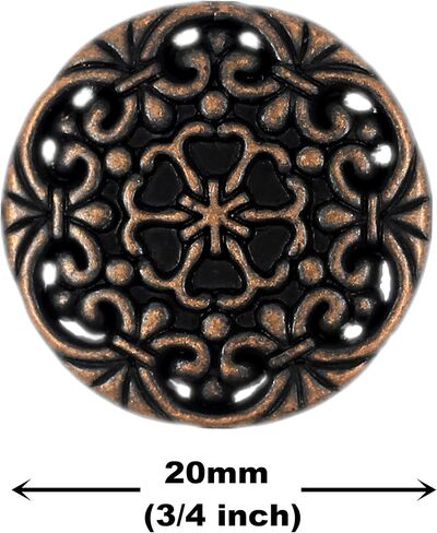 Bezelry 12 Pieces Concentric Flower Metal Shank Buttons. 20mm (3/4 inch) (Antique Copper) in Saudi Arabia