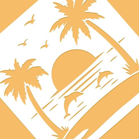 BENECREAT 12x12" Beach Vacation Painting Stencils, Coconut Tree Beach Umbrella Template Stencils for Wood Wall Painting and Scrapbooking in Saudi Arabia