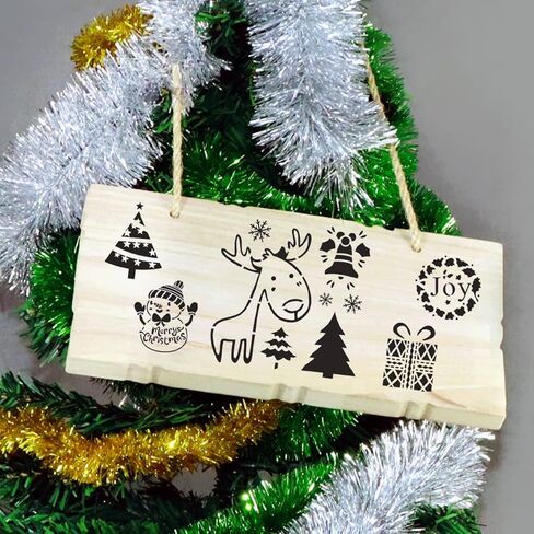 استنسل الكريسماس من 20 قطعة، لوحة على شريحة خشبية بلاستيكية لتزيين المنزل والنافذة والزجاج والباب والسيارة والخشب، ندفة الثلج مقاس 7×7 انش و3×3 انش in Kuwait