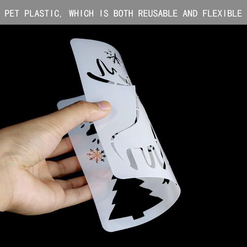 استنسل الكريسماس من 20 قطعة، لوحة على شريحة خشبية بلاستيكية لتزيين المنزل والنافذة والزجاج والباب والسيارة والخشب، ندفة الثلج مقاس 7×7 انش و3×3 انش in Kuwait