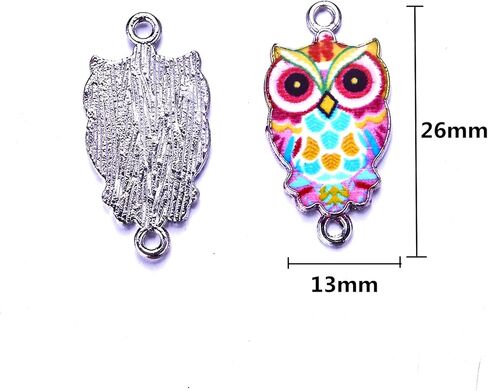 MANLOUFUSHI 30 Pcs Alloy Animal Charms Colorful Printing Owl Enamel Charms Pendant DIY Connector Charm Jewelry Making Crafting Accessories for Necklace Bracelet Earring in Kuwait