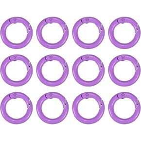 PATIKIL 20mm Metal Spring O Rings, 12 Pcs Snap Clip Round Trigger Keyrings Buckle Zinc Alloy Small Clamp Clasp for Purse Handbag, Blue