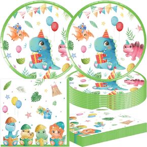 فريراند 40 قطعة من لوازم حفلات الديناصورات المائية تتضمن 20 طبقًا و20 منديلًا للاطفال بالوان مائية لتزيين حفلات اعياد الميلاد in Kuwait