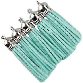30 Silver CCB 2-1/4 Inch Faux Suede Tassel Charm Keychain Cellphone Straps Z58