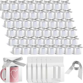 Kosiz 72 Pack Mug Boxes Gift Bags Bulk for Sublimation Mugs Gift Box with Window Mug Boxes for Shipping Selling Gift Packaging Box for Blanks Sublimation Coffee Mugs Gift Wrapping (11 Oz)