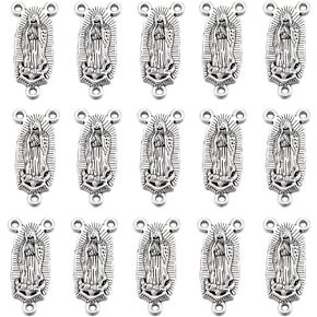 40Pcs Religion Jesus Maria Our Lady Of Guadalupe Miraculous Medal Connector Cross Crucifix Rosary Centerpiece Pendants Antique Silver Alloy Charm For Jewelry Making DIY Bracelet Necklace Earrings in Kuwait