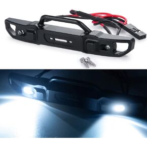 RC Front Bumper with Lights Body Protection for 1/24 RC Crawler Car SCX24 Upgrades Bronco AXI00006 Accessories