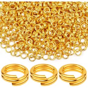 Jump Rings, 500 Pieces Golden Double Loop Round Split Rings Small Key Chain Hoops for Key Charms Jewelry Making, 6mm