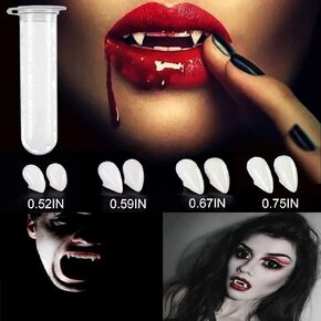 Pigdun 4 Pairs Vampire Teeth with Adhesive,Halloween Vampire Fangs Teeth,Adult Kids Cosplay Realistic Horror Props Halloween Party Decoration Accessories, 4 Size(0.52in, 0.59in, 0.67in,0.75in) in Kuwait