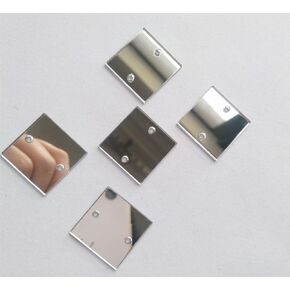 50PCS Sew On Square Mirror Piece,DIY Mirrored Rhinestones for Costume Evening Dresses Cloth Garment Decoration Accessory (2.5CM, Silver)