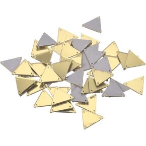 MECCANIXITY 50pcs Sew on Triangle Acrylic Mirror Piece Flat Back DIY Mirrored Rhinestones Mirror Beads for Evening Dresses Cloth Garment Black 23x23mm