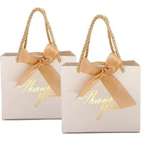 أكياس هدايا وردية من TKSBAG - 20 عبوة صغيرة من أكياس هدايا الشكر بمقابض - 5.5 بوصة × 2.5 بوصة × 4.7 بوصة حقائب هدايا صغيرة كبيرة الحجم لاستحمام الطفل، وأعياد الميلاد، والزفاف in Kuwait