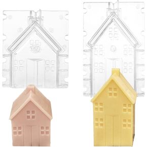 MEABEN 2 قطعة قوالب أكريليك لشموع المنزل الصغيرة، قالب صنع شموع منزل خشبي من الأكريليك، شموع بلاستيكية مصنوعة يدويًا، قوالب يدوية معطرة لصنع الشموع/الصابون/قنابل الحمام، مقاسان in Kuwait