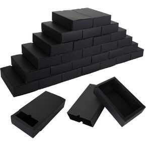 MNKNENG 30 Pack Drawer Box Black Gift Box 5.9 x 3.2 x 1.6 Inch Boxes For Wrapping Gifts, Folding Paperboard Gift Boxes With Lids, Small Kraft Paper Drawer Box For Business Present Packaging in Kuwait