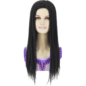 shecool Black Braided Wig for Girls Long Black Wig for Asha Costume Girls Kids with Braids Cute Cosplay Wigs for Party SL038BK in Kuwait