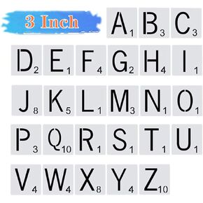26pcs Scrabble Letters Stencil, Reusable Scrabble Letters for Wall Decor, DIY Crafts, Painting and Family Names (4inch)
