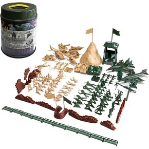 هاتون مجموعة العاب للرجال من توي ارمي، 107 قطعة من مجسمات القوات العسكرية البلاستيكية، مجموعة العاب معركة قتالية مع جنود ودبابة وطائرة وطائرة وهليكوبتر وعلم وسياج وملحقات ساحة المعركة للاولاد والاطفال in Kuwait