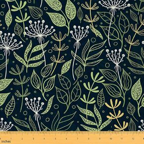 Feelyou Vintage Bontanical Fabric by The Yard, Floral Leaves Pine Tree Branches Theme Upholstery Fabric for Chairs Couch, Nature Theme Decorative Waterproof Fabric, 1 Yard, Dark Brown