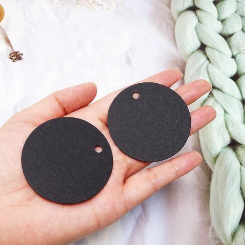 Honbay 100PCS Kraft Paper Blank Round Gift Tags with 100 Feet Jute Twine for Wedding, Party, Christmas, Gifts, DIY Crafts, etc (Black) in Saudi Arabia