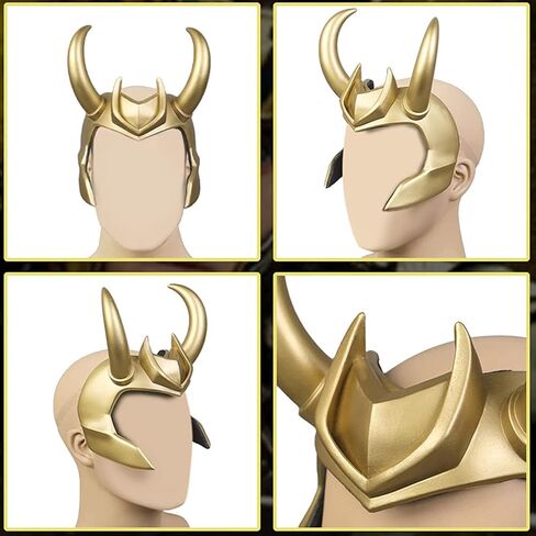 DreamJ Loki Horns，Loki Helmet Halloween Costume Accessory，3D Loki Crown Mask for Loki Cosplay Halloween Masquerade Party Props in Kuwait