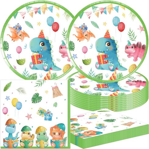 فريراند 40 قطعة من لوازم حفلات الديناصورات المائية تتضمن 20 طبقًا و20 منديلًا للاطفال بالوان مائية لتزيين حفلات اعياد الميلاد in Kuwait